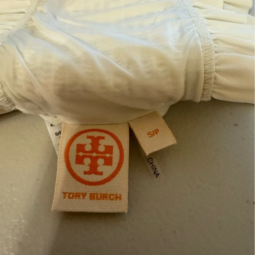 Tory Burch Costa Smocked Bandeau Bikini Top Swimwear